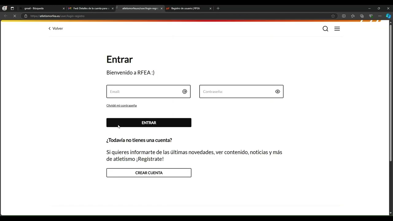 Crear cuenta en RFEA Call Room