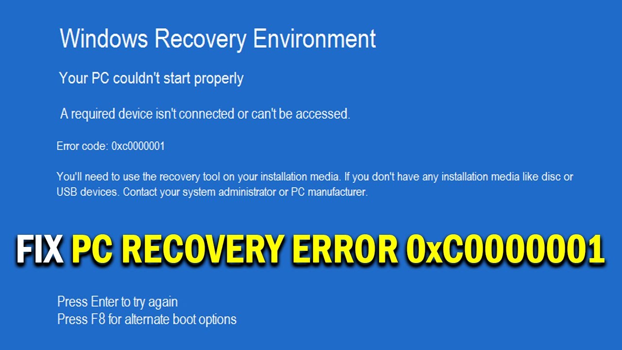 How To Fix Recovery Your PC couldn't start properly Error Code ...