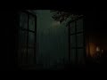 Gentle Rain on Window Glass with Calm Tree View for Relaxing Sleep