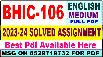 BHIC 106 solved assignment 2024 || bhic 106 solved assignment 2023-24 in English ||  bhic106 2024