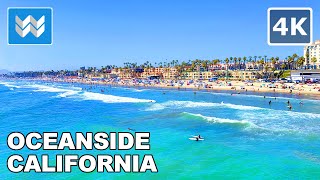 [4K] Oceanside Beach Pier in San Diego County, California USA  Walking Tour & Travel Guide