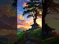 Sky clouds cabin wood house tree grass scene #new #shorts #youtubeshorts #viralshorts
