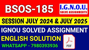 BSOS 185 solved assignment 2024-25 | BSOS 185 solved assignment 2025 | Ignou BSOS 185 in English