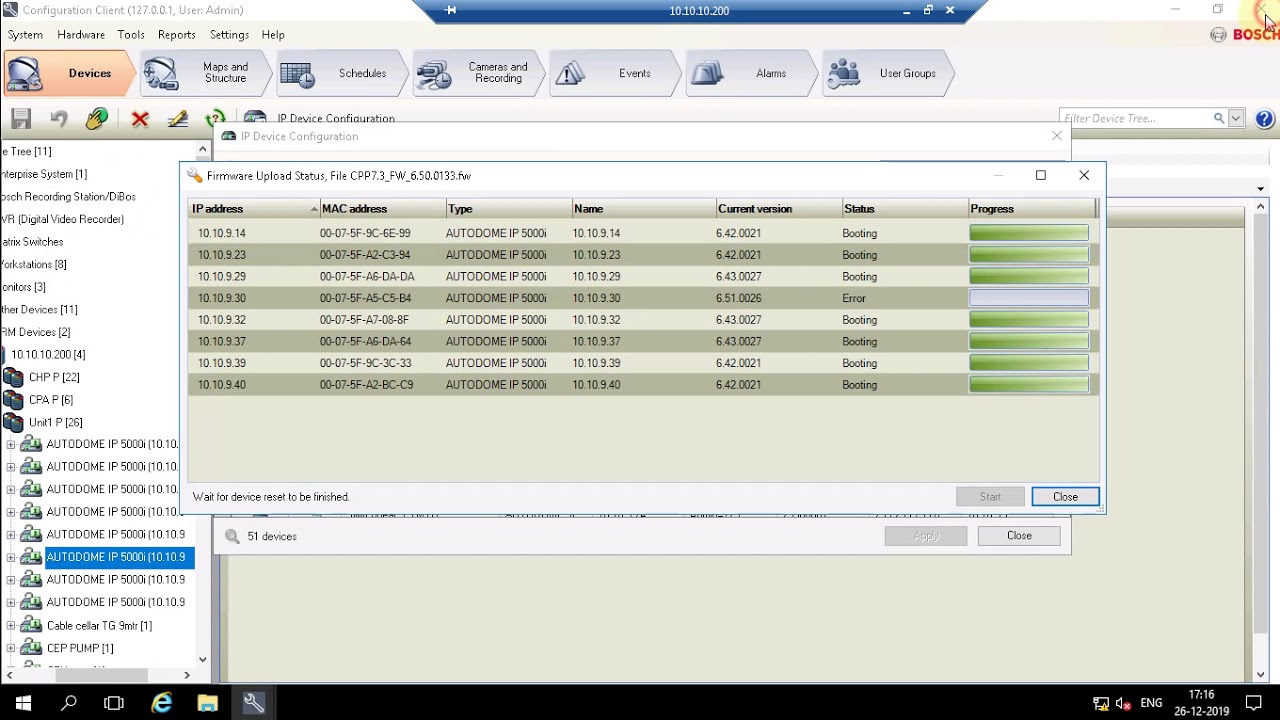 BOSCH Camera firmware up gradation using BVMS 9.0 YouTube