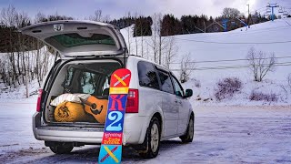 STEALTH VAN CAMPING IN FREEZING WEATHER AT SKI HILL