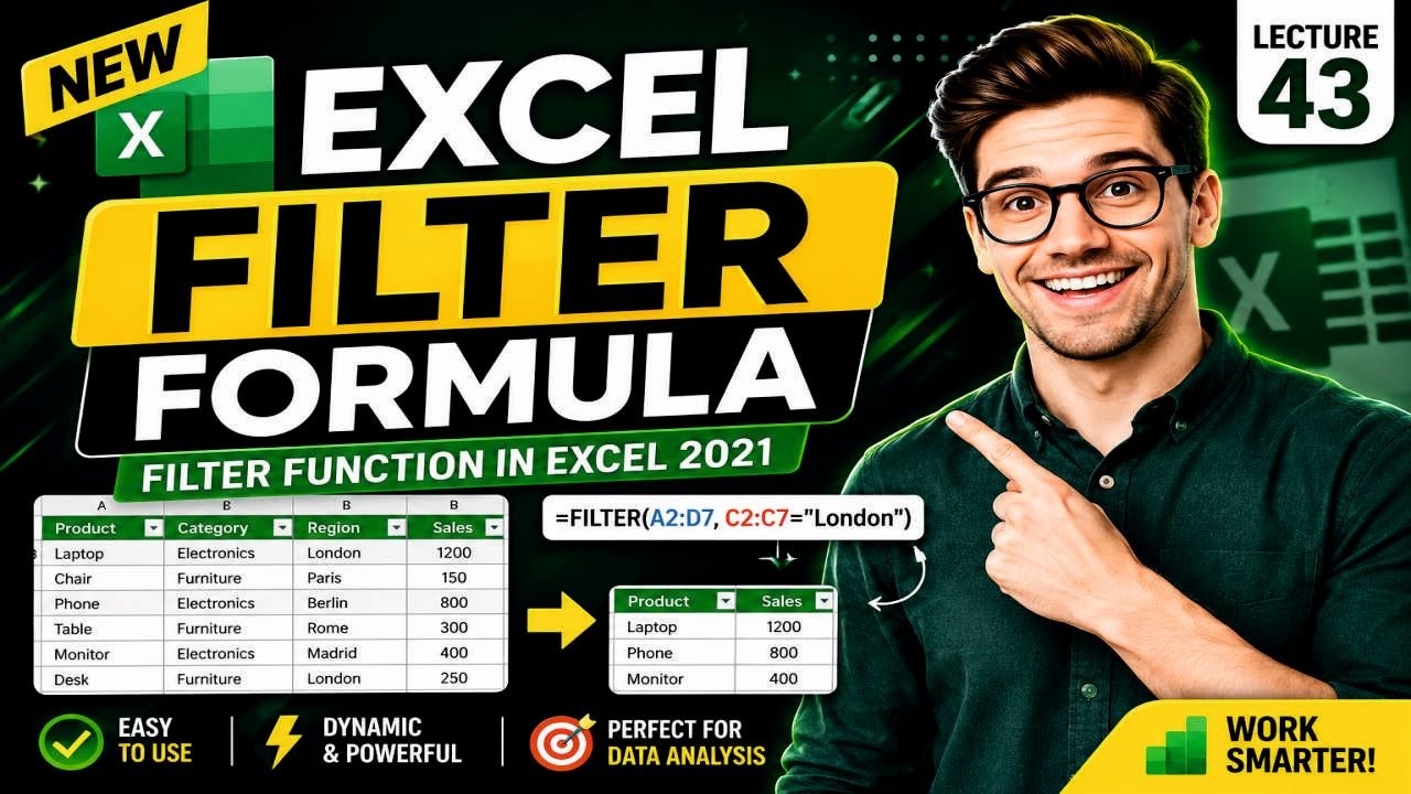 MS Excel FILTER Function Tutorial 2021 | New Dynamic Filter Formula in ...