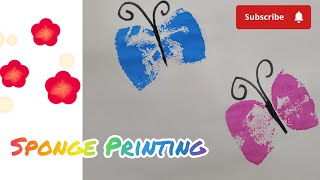 Sponge painting. how to make easy  butterfly printing. crafts for kids #printing #butterfly #yt