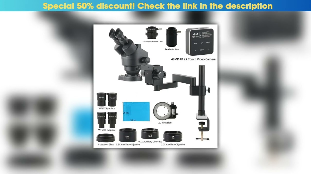Best Seller 3.5X-180X Zoom Industry Stereo Trinocular Microscope 48MP 4K 2K HDMI USB Video Camera••