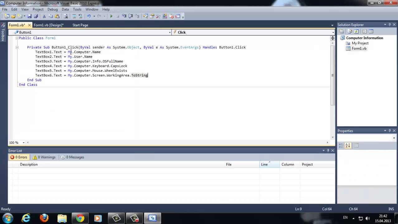 how to make computer information on visual basic 2010 - YouTube
