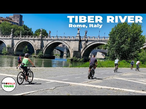 Biking along the Tiber River in Rome - 4K - June 2020