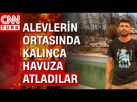 Antalya'daki korkunç yangında 6 kişilik aile havuza girerek yanmaktan kurtuldu