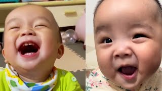 Baby laugh loudly. Cute baby funniest moments mix.