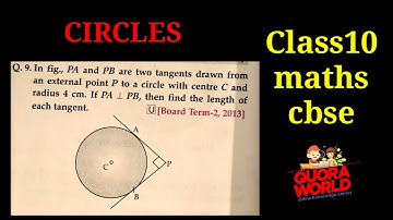 PA and PB are two tangents drawn from an external point P to a circle with centre C and radius 4cm