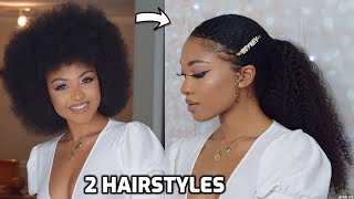 From AFRO to SLEEK PONYTAIL | 2 HAIRSTYLES ON MY TYPE 4 HAIR Ft ToAllMyBlackGirls | DisisReyRey