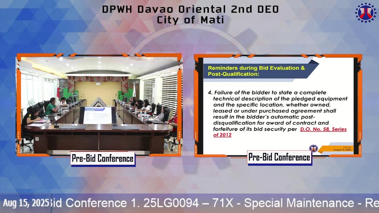 Procurement Livestream for DPWH Davao Oriental 2nd DEO Civil Works on August 15, 2025