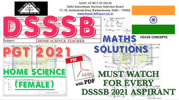 #DSSSB PGT 2021 HOME SCIENCE (FEMALE) MATHS SOLUTIONS WITH COMPLETE ANSWER KEY