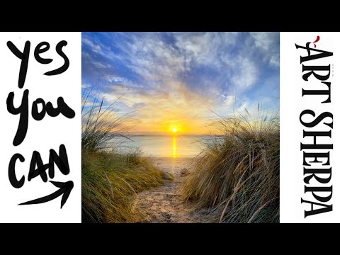 SeaGrass Sunset Beach  Acrylic painting Tutorial Step by Step   #AcrylicTutorial