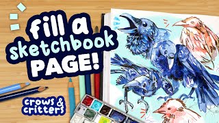 I Filled a Sketchbook Page & So Can You! // crows & watercolour