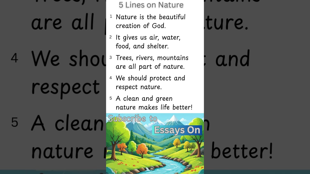 5 Lines On Nature In English Short Essay For Kids Educational Shorts