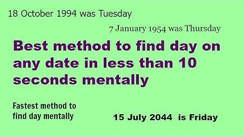 universal method to find day on any date in 10 seconds