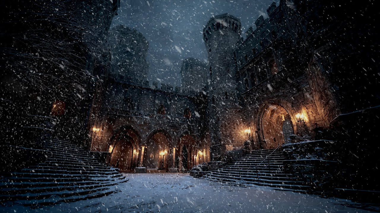 ❄️🏰 Ancient Gothic Castle | Heavy Blizzard and Winter Night Ambience | Deep Focus and Sleep 3 Hours