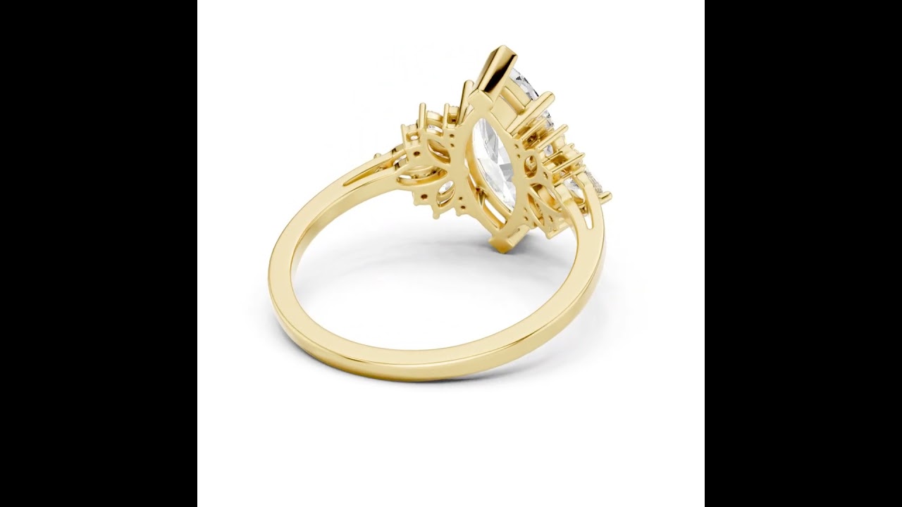 Marquise Diamond with Marquise and Round Starburst Accents Ring