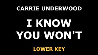 Carrie Underwood - I Know You Won't - Piano Karaoke [LOWER KEY]
