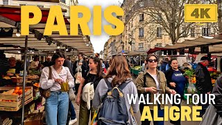 Tour in PARIS, Marché d'Aligre, Popular Streets in Bastille, 4K Walk in April 2024