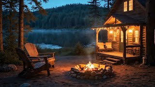 Cozy Campfire by the Lake at Night 10 hours Relaxing Nature Sounds for Deep Sleep and Stress Relief