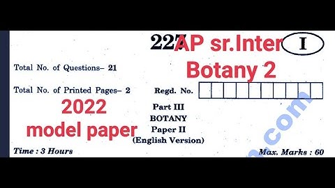 AP Sr Intermediate BOTANY2 model question paper 2022||previous question paper important questions||