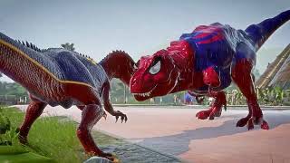 ALL RED SPIDER-MAN Battle in Jurassic World |Dinosaur Pro SuperHero Team|