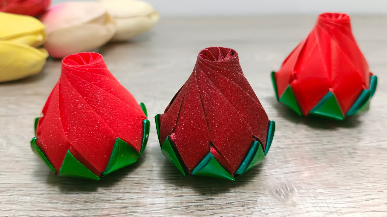 พับเหรียญโปรยทาน Ep.305 ดอกกุหลาบตูม ดอกกุหลาบวาเลนไทน์ #ใส่เหรียญทีหลังได้ /Handmade easy #DiyKaew