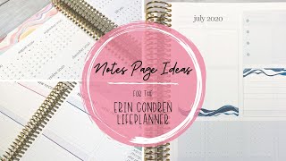 NOTES PAGE IDEAS FOR ERIN CONDREN LIFEPLANNER | Year at a Glance, 12 Boxes, Dashboard, Blank Notes
