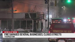 Multiple businesses damaged in fire on Main Street in Thomaston