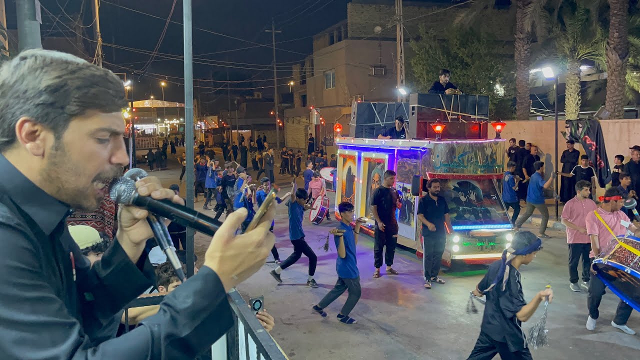 اصغر رادود في استعراض موكب في البصرة | موكب خدام فاطمة الزهراء | ٩ محرم ١٤٤٧ هـ