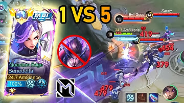 Benedetta 1 VS 5 - HIGH DAMAGE!! EXP Line Against Yu Zhong!! Top Global Benedetta | Gameplay MLBB