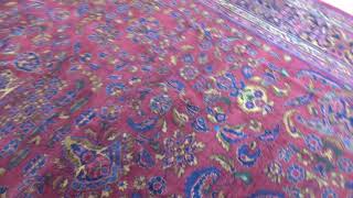 Oversize Red Antique Persian Sarouk Some Wear Clean and Soft Hand-Knotted Oriental Rug229545 screenshot 1