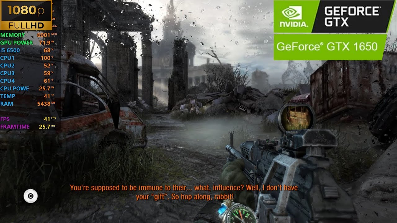 Metro  Last Light Redux | GTX 1650 4GB | VERY HIGH | 1080p