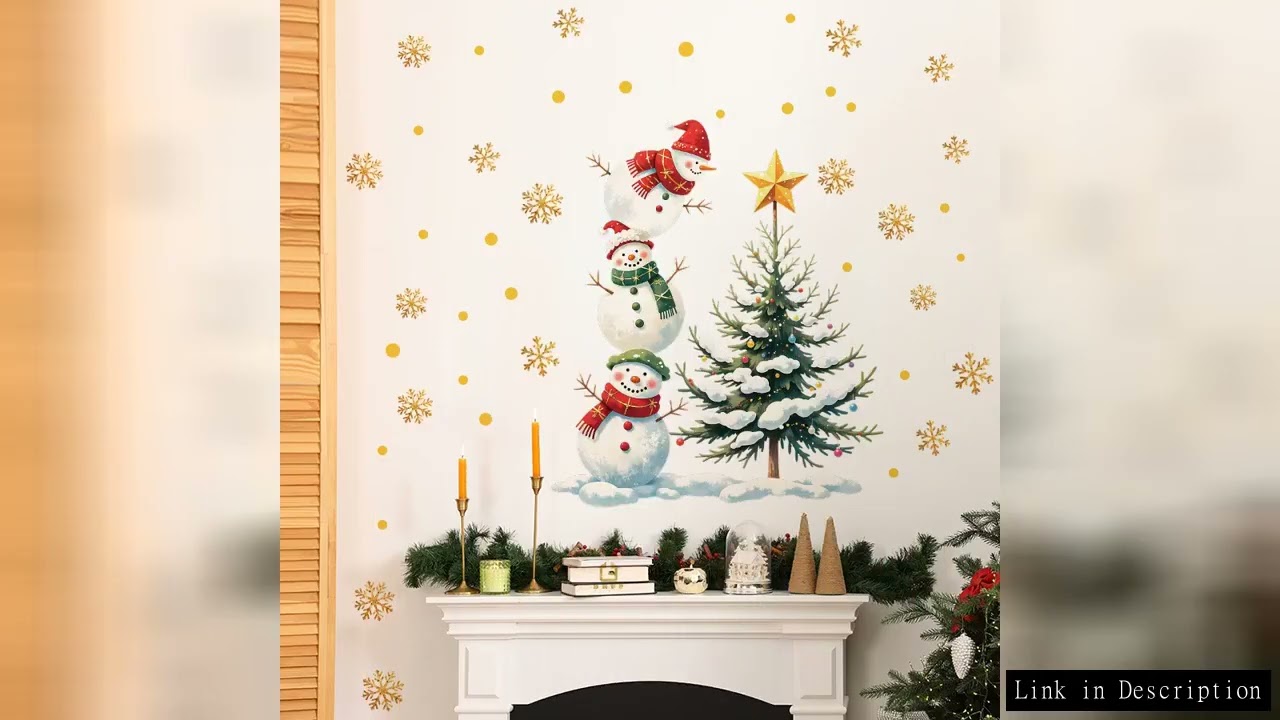 Charming Christmas Snowman Wall Stickers Removable Vinyl Decals For Bedroom Living Room Entrance Hal