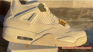 Jordan 4 metallic gold women  2024 first clean look review 😱 watch this before purchasing