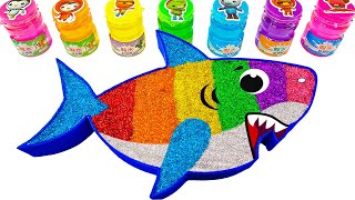ASMR Video l Mixing All My Glitter Slime Into Rainbow Baby Shark Bathtub | Making By YoYo