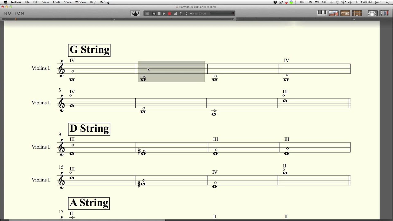 Viola Harmonics Chart