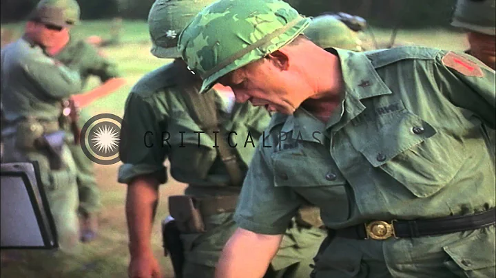 Captured Viet Cong arms displayed in South Vietnam during Operation Cedar Falls b...HD Stock Footage