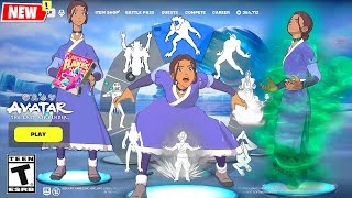 KATARA Skin (Fortnite x Avatar) doing all Built-In Emotes and Funny Dances #avatarthelastairbender