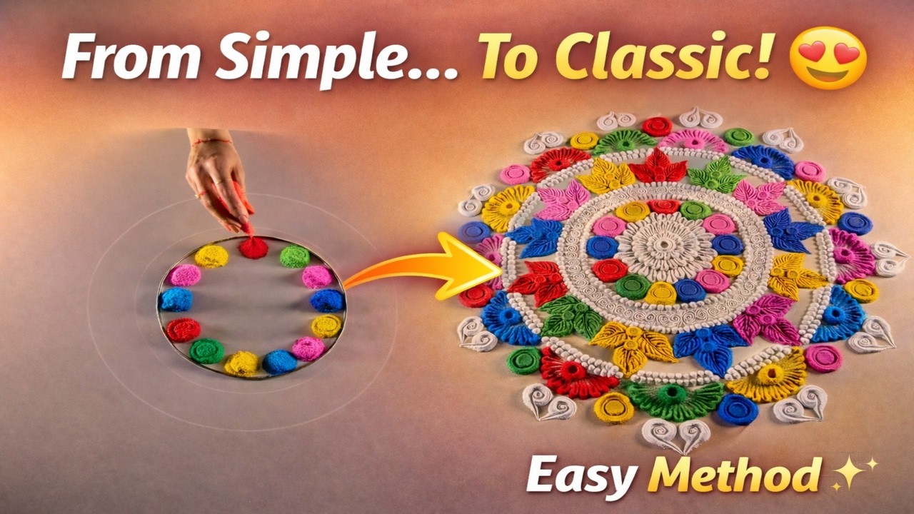From Simple Dots to Classic Rangoli 😍✨ | Easy Method Step by Step for Beginners