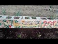 DIY Strawberry Border Mosaic Cement Cinder Block Planters Garden Idea