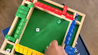 Upgraded Shut the Box Math Dice Game | 12" Large Wooden Board Game 2-4 Players