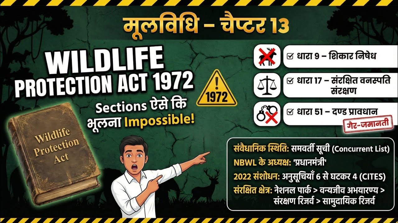 🔥मूलविधि | Wildlife Protection Act 1972 | Sections ऐसे समझो कि भूल ही ना पाओ | New Version Trick🔥