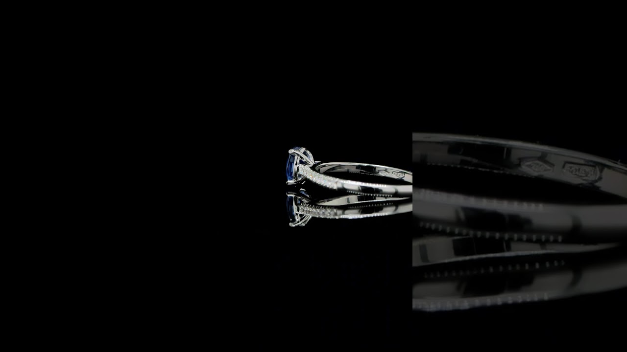Oval Sapphire Engagement Ring In 18K White Gold - Orogem Jewelers