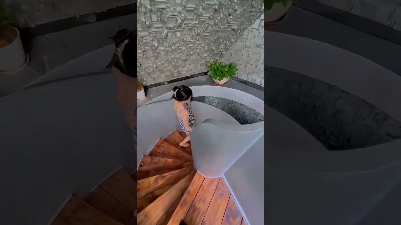 beautiful girl bath in mini swimming pool 